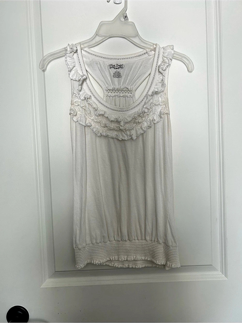 Body Central Ruffle Tank Top in White Size Large